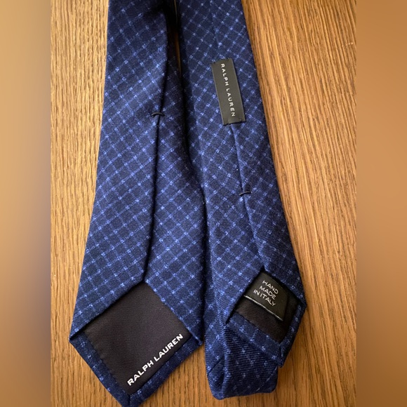 Ralph Lauren Black Label Hand Made in Italy Diamond Check Wool/Silk Tie - Picture 2 of 5